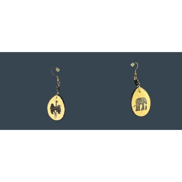 Handcrafted Drop Earrings With Elephant & Ostrich Designs Shell Material - Picture 8 of 8